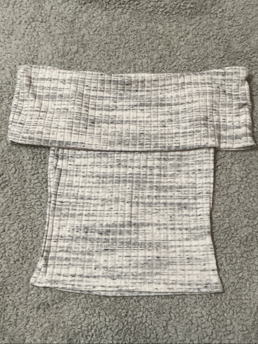 Express Off-Shoulder Ribbed Camisole in Light Gray